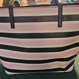 Kate Spade Black and Pink Striped Tote